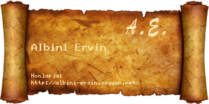 Albini Ervin névjegykártya